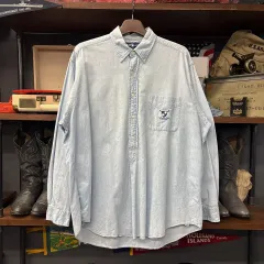 90s ポロラルフローレン ゴルフクラブ エンブロイダード プルオーバー シャンブレーシャツ N1010