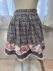 くま柄ギンガムチェックスカートのサムネイル