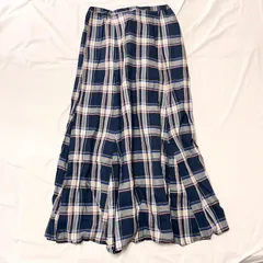 nikoand…　ニコアンド　チェック柄ロングスカート　マキシ丈スカート　フレアスカート　シンプル　カジュアル　春服　夏服　Lサイズ　ネイビー系　送料無料✨