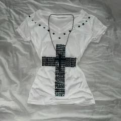 日本 ヴィンテージ y2k 十字架 半袖T グランジ ゴシック ギャル シンキッド ゴスパンク セクシー