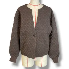 SHIPS シップス キルティングジャガードカーディガン ノーカラー 長袖 312-21-0513 茶色 ブラウン フリーサイズ レディース 春 ゴーゴー古着マルイ北千住店 5 No.1945