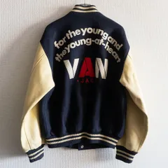 【雰囲気抜群】 VAN JAC 【袖レザー スタジャン】M ヴァン ワッペン スタジアムジャンパー レザー 25110604のサムネイル