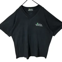 XL ワンポイント 刺繍 Ｖネック オーバーサイズ  ブラック 黒 Tシャツ レディース ユニセックス メンズ 古着 半袖 CHM