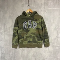 GAP KIDS ギャップ キッズ 迷彩 カモフラ パーカー 140 L 10歳 11歳 男の子 女の子 子供服 スウェット トレーナー フーディー 緑 カーキ 総柄 ロゴ 130 150 通学 秋 冬 春 古着 Y2K 平成 00s レディース ユニセックス