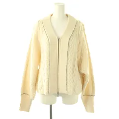 アダムエロペ Adam et Rope' リサイクルウールケーブルZIPカーディガン ニット 長袖 厚手 F アイボリー /NR ■OS