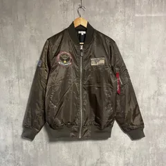 Nylaus ナイラス MA-1 フライトジャケット ミリタリー ブルゾン カーキ オリーブ L ワッペン 刺繍 パッチ 空軍 カジュアル ストリート 秋 冬 中綿なし ライトアウター 春物 メンズ 古着