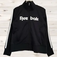 B1582 リーボック Reebok ブルゾン ジャンパー アウター(M) 黒 プリント文字 ジップアップのサムネイル