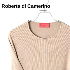 Roberta di Camerino ロベルタディカメリーノ レディース 極美品 毛 100% ウール リブ ニット セーター クルーネック ベージュ キャメル 40 L 11号 希少 ミカレディ 日本製生地 上質 婦人服 伸縮 ストレッチ 085TYのサムネイル