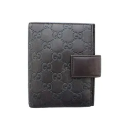 グッチ GUCCI シマ 手帳ケース 手帳カバー レザー 本革 茶色 ブラウン ロゴエンボス フラップ留め具 /RI ■OS ■OH
