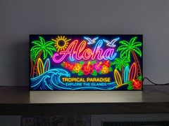 オーダー無料】サーフィン 波乗り 夕日 ビーチ 看板 置物 雑貨 ライト