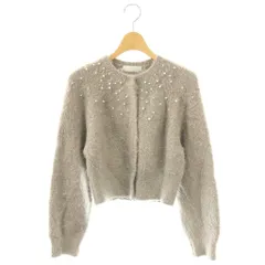 セルフォード CELFORD パールビジューニットカーディガン セーター ウール F グレー 長袖 ノーカラー /OK■OS