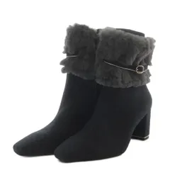 ランダ RANDA 4WAYファーショートブーツ ハイヒール スクエアトゥ L ダークグレー /YO11