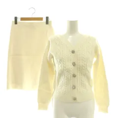 アプワイザーリッシェ Apuweiser-riche ビジューボタンケーブルニット カーディガン × タイトスカート ひざ丈 1 ホワイト /DF ■OS