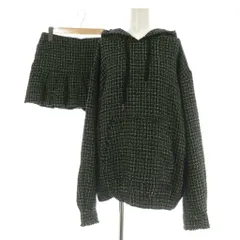 エックスガール x-girl TWEED JERSEY HOODIE SKORT セットアップ ジップアップパーカー スカパン M ブラック /MY ■OS
