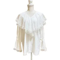 【新品】Te chichi レースフリルカラーブラウス オフホワイト F シアー Vネック フェミニン きれいめ