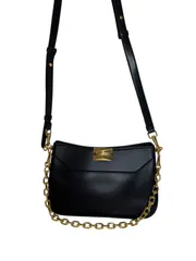 【美品】チャールドアンドキース　カリンダ メタリック アクセント ホーボーバッグ ブラック  中古　H8-3-170