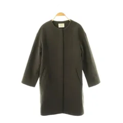 イエナ IENA 二重織りシャルムノーカラーコート アウター ロング ウール 36 チャコールブラウン /DO ■OS