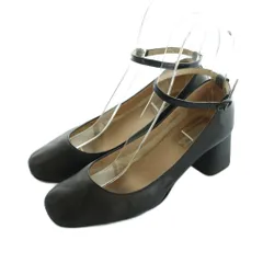 レペット Repetto パンプス スクエアトゥ チャンキーヒール ストラップベルト 37 23.3cm 黒 /MI ■OS