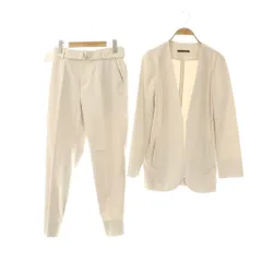 バンヤードストーム BARNYARDSTORM ジャケット パンツ セットアップ ノーカラー テーパード リネン混 1 ベージュ ベルト付き /CX ■OS