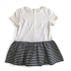美品　人気商品　BORDERS at BALCONY ボーダーズアットバルコニー ペプラム　Tシャツ　PEPLUM TEE　サイズ36　コットン　ホワイトのサムネイル