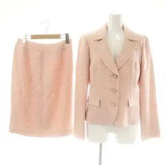 レリアン Leilian シルク混 ツイード ジャケット スカート セットアップ テーラード タイト 9 ピンク /CX ■OS