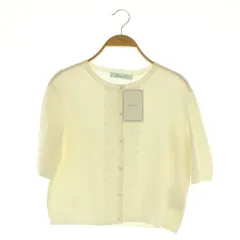 アベニールエトワール Aveniretoile スカラップレース半袖ニットカーディガン 38 ブラック /MY ■OS