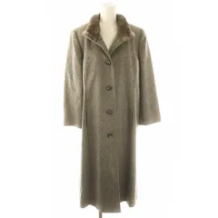 レリアン Leilian カシミヤ ウール ミンクファー コート アウター ロング 11 グレー /HK ■OS