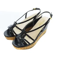 プラダ PRADA ウェッジソール サンダル ストラップ 35.5 22.5cm 黒 ブラック /RI ■OS ■OH