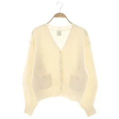 スピック&スパン Spick&Span 24AW パール畦ニット カーディガン 長袖 Vネック ウール オフホワイト /NR ■OS