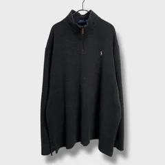 Ralph Lauren☆ハーフジップリブコットンニット☆XXL☆チャコールグレー☆C26M
