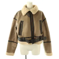 ザラ ZARA フェイクムートン ジャケット クロップド XS モカ /DF ■OS