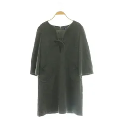 エムズグレイシー M'S GRACY リボン ハートポケット ワンピース ミニ 七分袖 ウール 38 グレー /MY ■OS