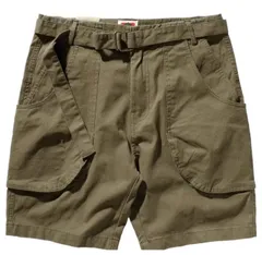 新作メンズ ショートパンツ コットン　  オリーブ色ショートパンツ ベルト付き