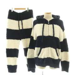 ジェラートピケオム GELATO PIQUE HOMME ジェラート2ボーダー パーカー パンツ セット ルームウエア M 紺 白 /CX ■OS