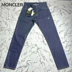 新品 未使用 定価9.3万 MONCLER FRAGMENT モンクレール フラグメント GENIUS ジーニアス 藤原ヒロシ コラボ デニムパンツ ジーンズ ジーパン トラウザー インディゴ ロゴ 刺繍 40 M L タグ付き メンズ ボトムス B0232