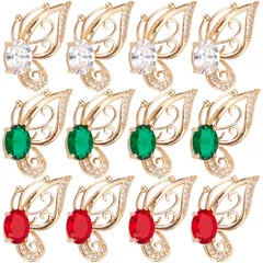 3色12個 ラインストーン チャーム 蝶 イヤリング 蝶々 パーツ 翼 透かし ネックレス バタフライ つばさ ペンダント 胡蝶 蝶の羽 ピアス 蝶型 羽 ガラス 羽根 ウィング キーホルダー メタルパーツ 合金ペンダント マカロン チャームパーツ アクセサリ