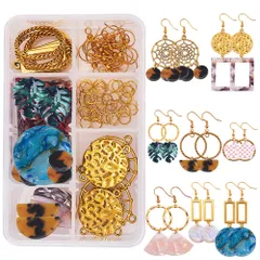 　8対　ボヘミアン　イヤリング　ヴィンテージ　ピアス　手作り　セット　アクリル　チャーム　円形　星　ドリームキャッチャー　パーツ　ドーム　スター　丸　イヤリング　リーフ　葉っぱ　正方形　揺れる　ピアス　長方形　扇　葉　樹脂製　コネクターパーツ　シャンデリア　ペ