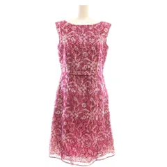 トッカ TOCCA フラワー刺繍ノースリーブワンピース ひざ丈 2 ピンク ワイン /DF ■OS