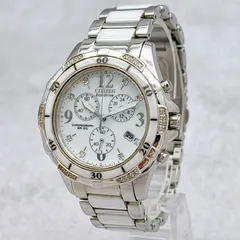 CITIZEN エコドライブ H504-S079241 クロノグラフ 白文字盤 稼働品 248