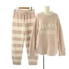 ジェラートピケ gelato pique 23AW パウダーロゴジャガードプルオーバー&2ボーダーロングパンツ ルームウェア ナイトウェア F ピンク /DF ■OS