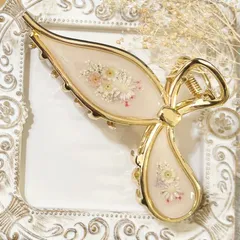 バンスクリップ　ドライフラワー　ナチュラル　レジン