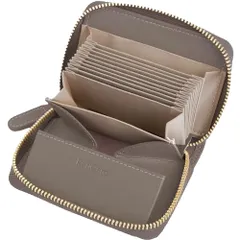 [RafiCaro] ミニ財布 お札が折れない レディース メンズ 二つ折り財布 大容量 じゃばら カードケース ボックス型 小銭入れ YKKファスナー 牛革 小さい コンパクト グレージュpms fbc9167c