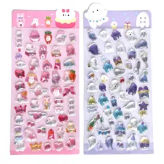 2枚セット キラキラ 立体シール ごほうび 手帳 アルバム用 3dシール DIY用 携帯電話飾り用 手芸用品