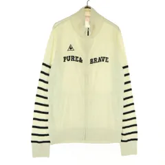 le coq sportif ルコックスポルティフ プリントロゴ ゴルフ 長袖 ハイネック ジップジャケット LL オフホワイト系 レディース 古着