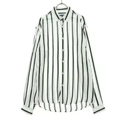 美品 ZARA MAN ザラマン ストライプ 長袖 レーヨン シャツ S ホワイト メンズ 古着