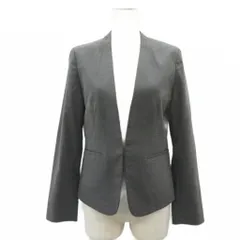 ロートレアモン LAUTREAMONT ノーカラージャケット 上着 38 ダークグレー Vネック ミドル丈 /YS26 ■ECB002