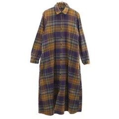 ZARA ザラ チェック柄 長袖 ロング シャツワンピース S パープル系 レディース 古着