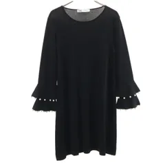 ZARA ザラ 長袖 膝丈ワンピース S ブラック ストレッチ レディース 古着