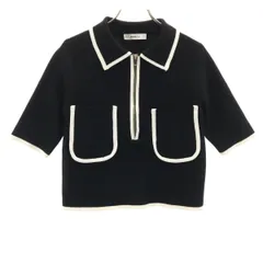 ZARA ザラ 半袖 ハーフジップ ニット シャツ M ブラック レディース 古着