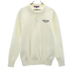 BEAMS GOLF ビームスゴルフ シャドーアーガイル 長袖 ニット ポロシャツ M オフホワイト メンズ 古着のサムネイル